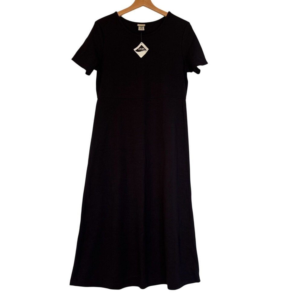 LL Bean Black Supima Cotton Modal‎ Maxi Dress Petite XS Minimalist NWT